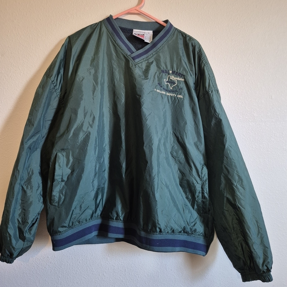Vintage Rawlings Green Pullover Sweatshirt, Walmart Old Logo In Front.